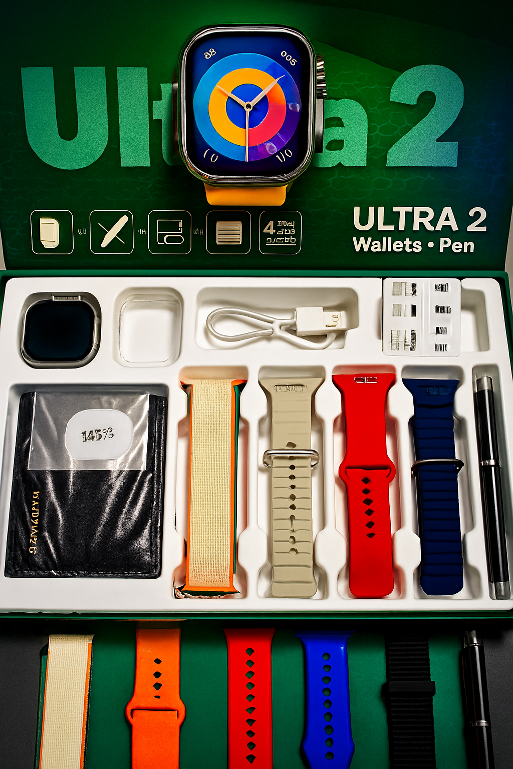 ULTRA 2 Smart Watch Pro - 4 in 1 Combo | Multi-Strap Edition | Behtareen Performance aur Style