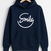 Option A (Focus on message): "Smile" Graphic Premium Navy Hoodie | Spread Positivity