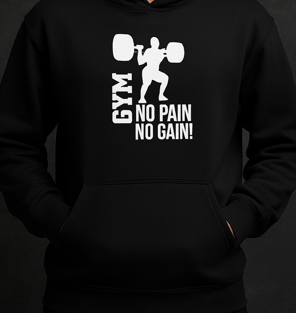 No Pain No Gain" Gym Motivation Sweatshirt | Squat Workout Pullover