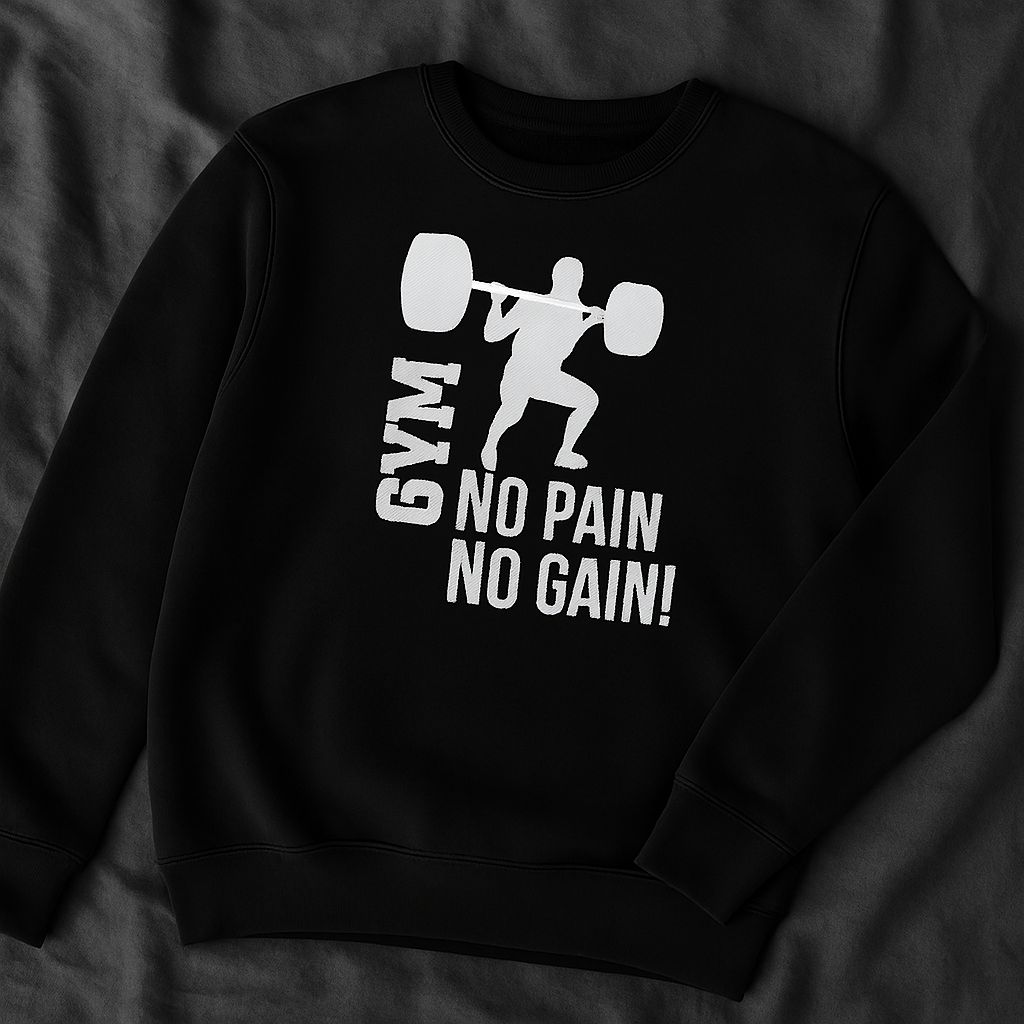 No Pain No Gain" Gym Motivation Sweatshirt | Squat Workout Pullover